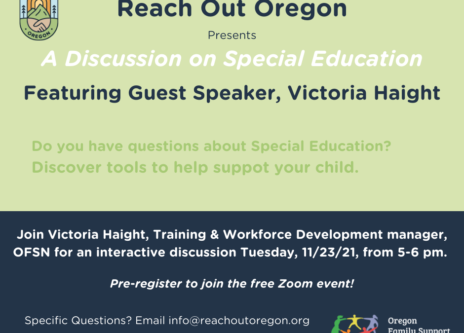 We’re offering an event for parents to learn more about special education!